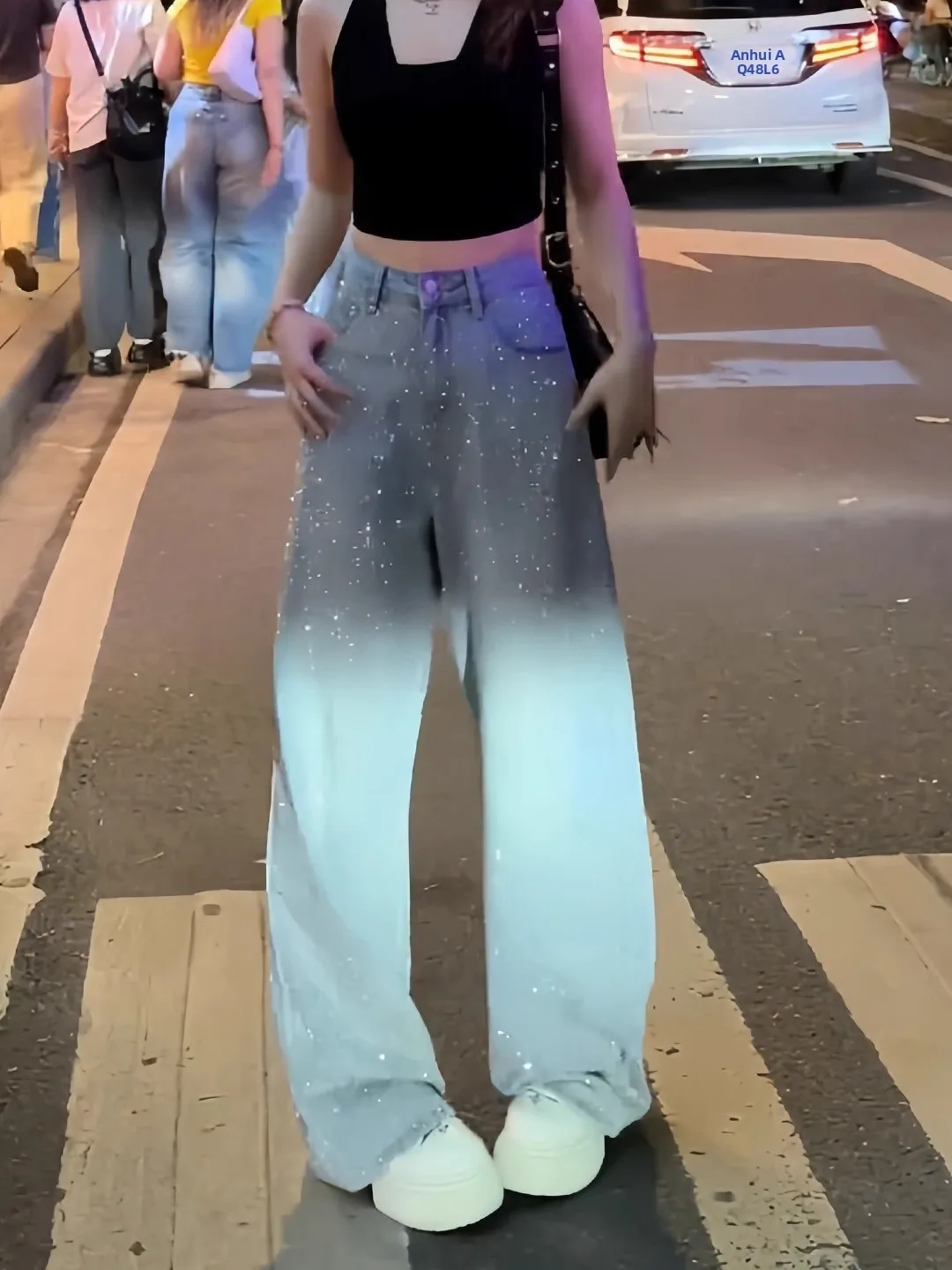 

Spring 2026 High Waist Wide Leg Straight Jeans Women's Casual Design Sensation Star Embroidery Denim Pants Retro Sle