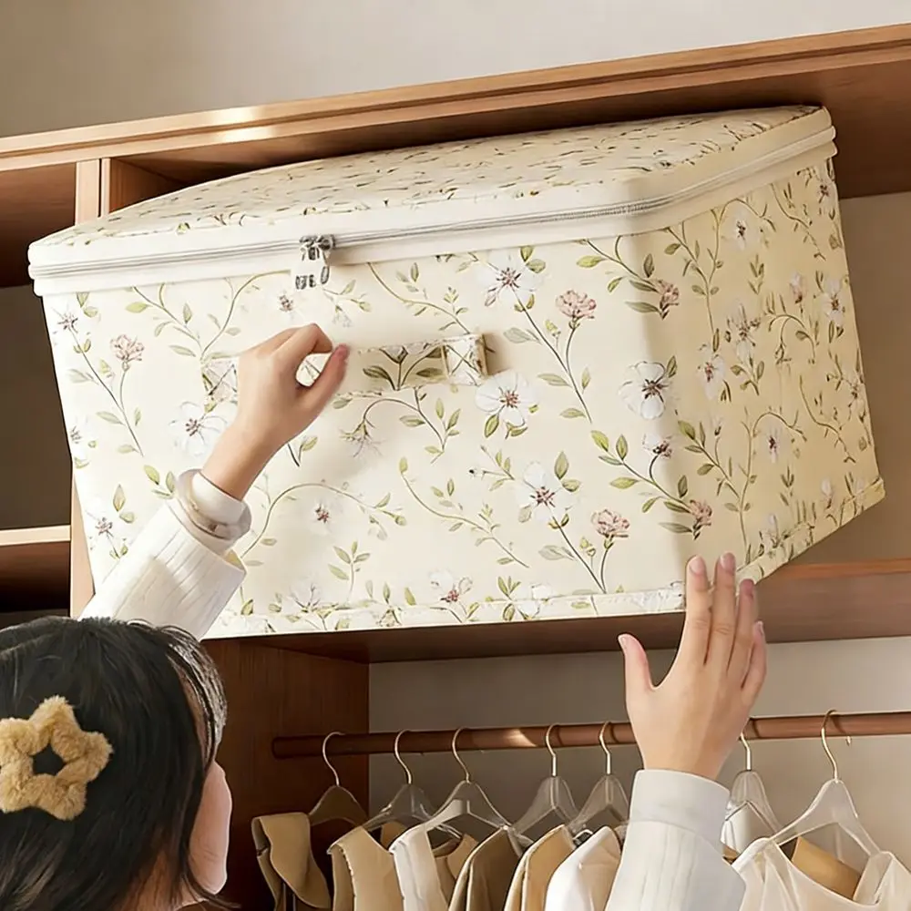 Practical Foldable Clothes Quilt Storage Box Space Saving Dustproof Toy Storage Box Washable with Zipper Laundry Basket for Home