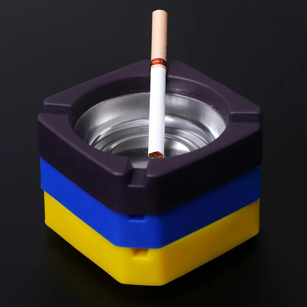 Stainless Steel Square Pocket Ashtray metal Ash Tray Household Lightweight Ash Tray High Temperature Resistant Snoker Ash Holder