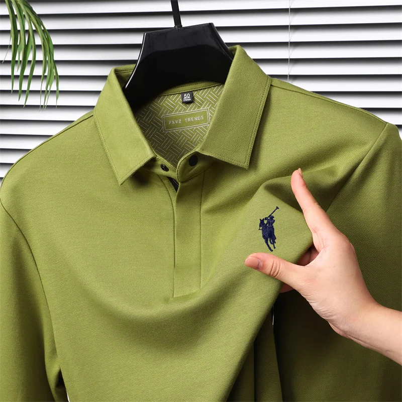 

【 Modal Cotton 】 Pony Height Quality Polo Shirt Men's Spring and Autumn Long Sleeve T-shirt Flip Top Polo Shirt