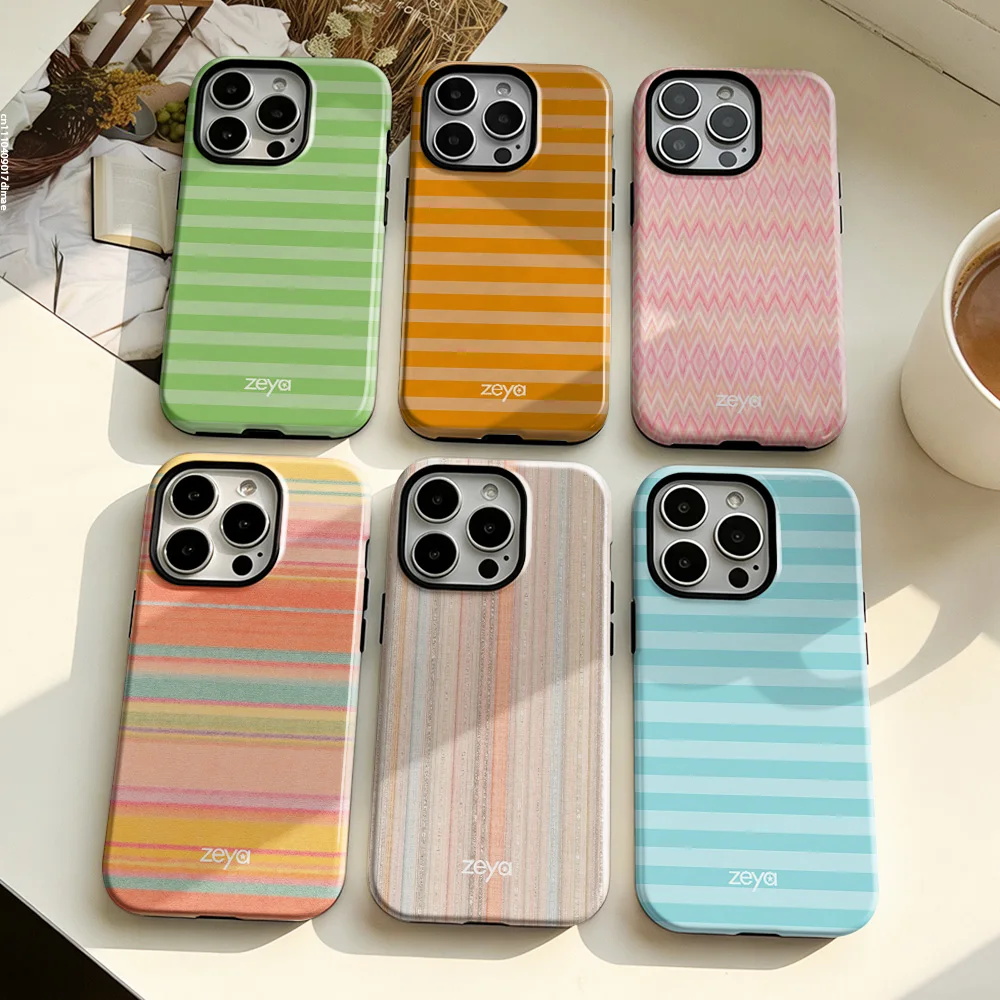 Colorful Stripes Phone Case for Samsung Galaxy S20 S23 S24 S25 S26 FE Plus Ultra Edge 4G 5G Luxury Double-layer Back Cover