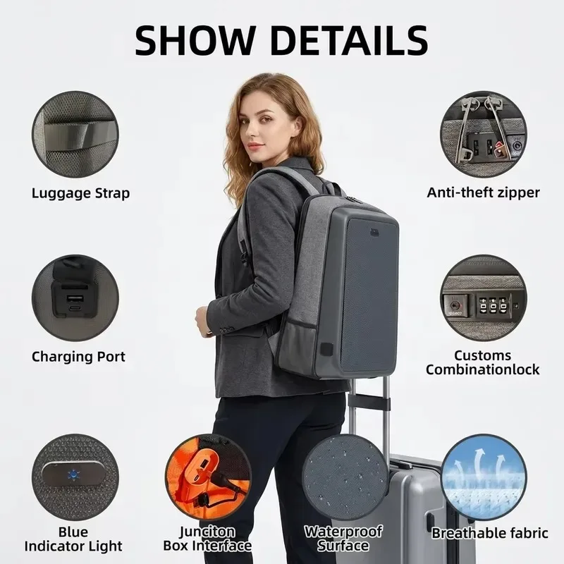 2026Lightweight Portable Solar Backpack with USB Charging System Practical Breathable Shoulder Strap Design for Outdoor Travel