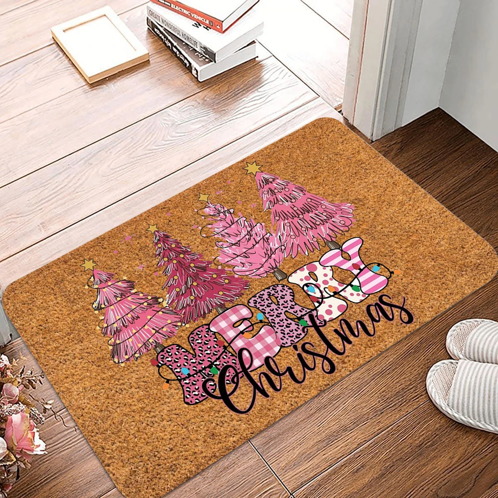 Christmas Carpet Cartoon Dwarf Door Mat Red Santa Claus Floor Mat Holiday Decoration Indoor and Outdoor Foot Mat Absorbent Mat
