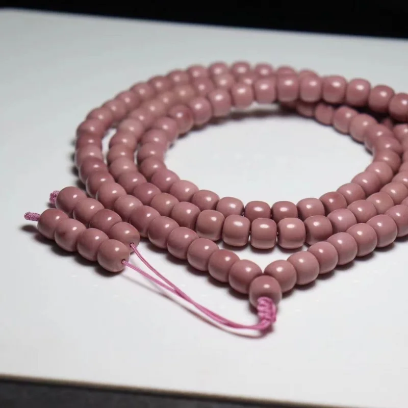 Hubei Shiyan Green Pine Rare Unique Cherry Blossom Pink 108 Buddhist Prayer Beads Multi-circle Bracelet Necklace
