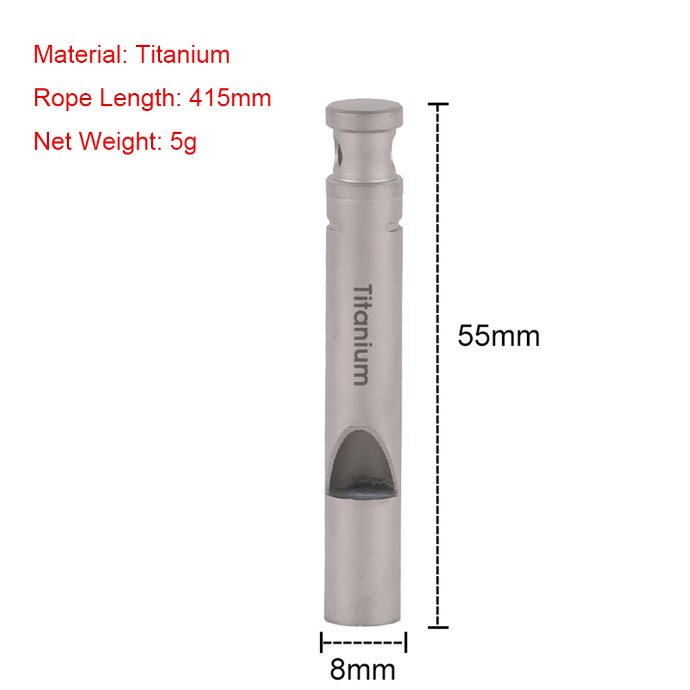 Tomshoo 1pc Ultralight Titanium Emergency Whistle with Cord Outdoor Camping Hiking Exploring Emergency Survival Loud Whistle