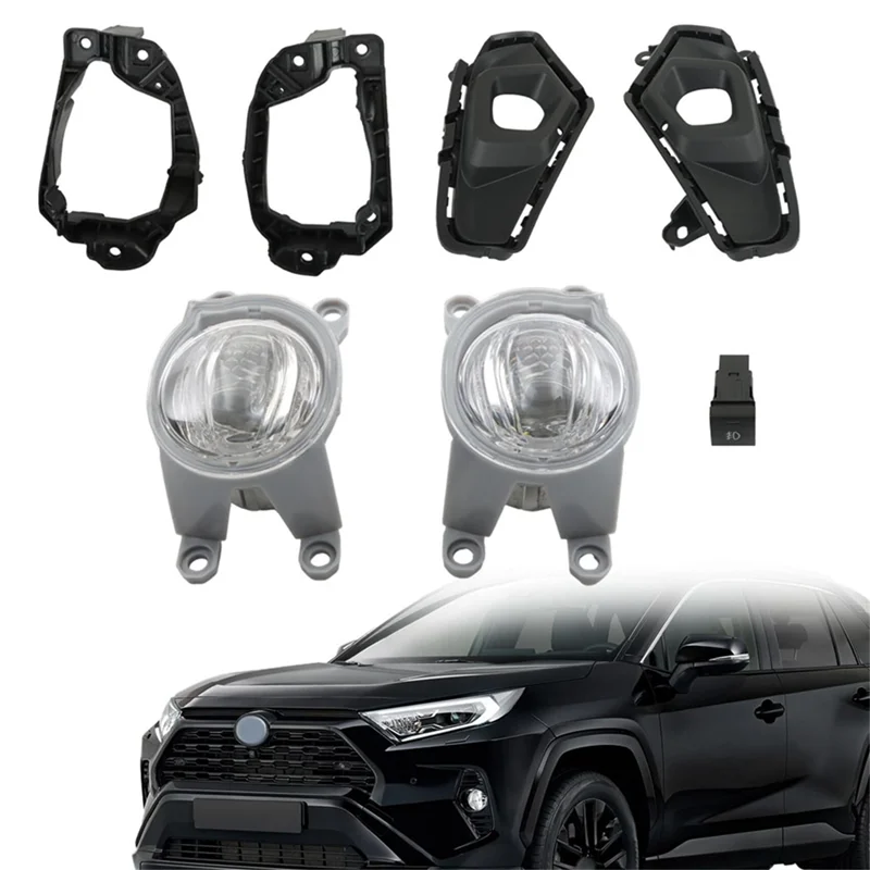 

LED Front Fog Light Set For Toyota RAV4 2023 2024 Fog Lamp Cover Grille Bezel Frame TO2593129 TO2592129