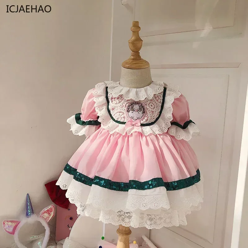 

2025 Baby Girl Lolita Spanish Princess Dress Birthday Party Costumes Matching Outfit Kids Clothes Cartoon Cute Ball Gown Frocks