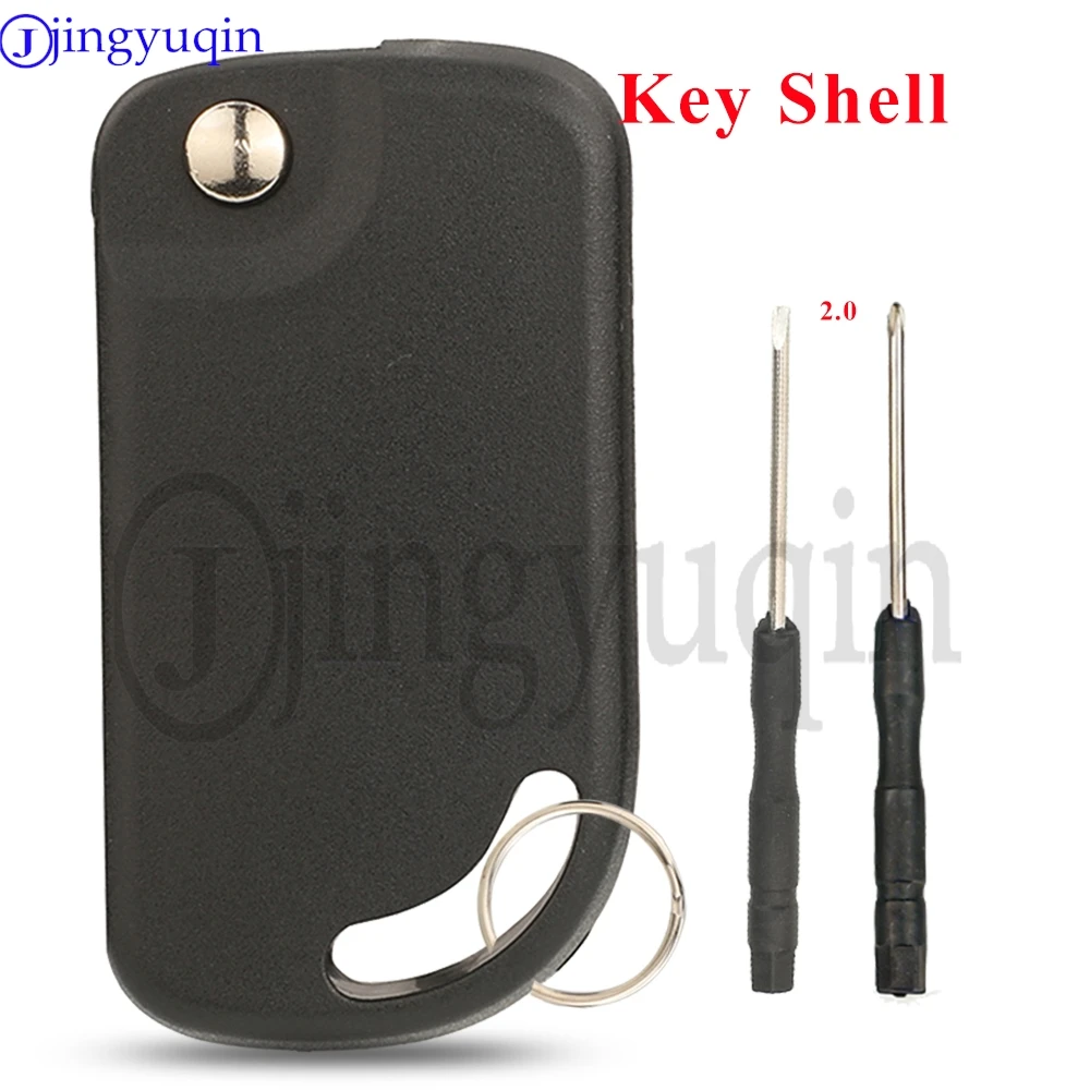 Jingyuqin Flip Folding Car Remote Key Shell For WW Volkswagen Audi For Brazil Mark Transponder Case with HU66 Blade Replacement