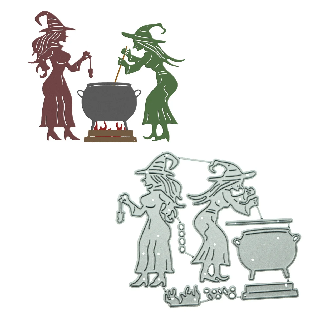 Witch Pattern Metal Cutting Dies Stencil Scrapbooking DIY Clipart Halloween Card Decorating Making Papercraft Cut Die Template