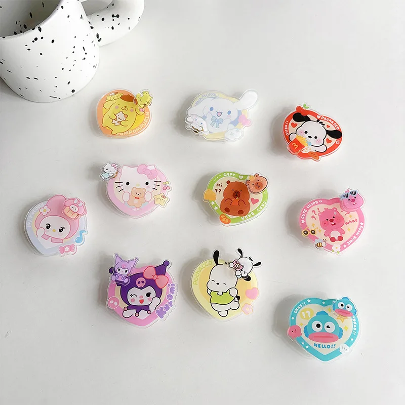 سانريو هانجيودون حلقة مشبك آيفون اكسسوارات Pochacco الكرتون الهاتف المحمول قبضة حامل هاتف سيارة الرسوم المتحركة الديكور هدية