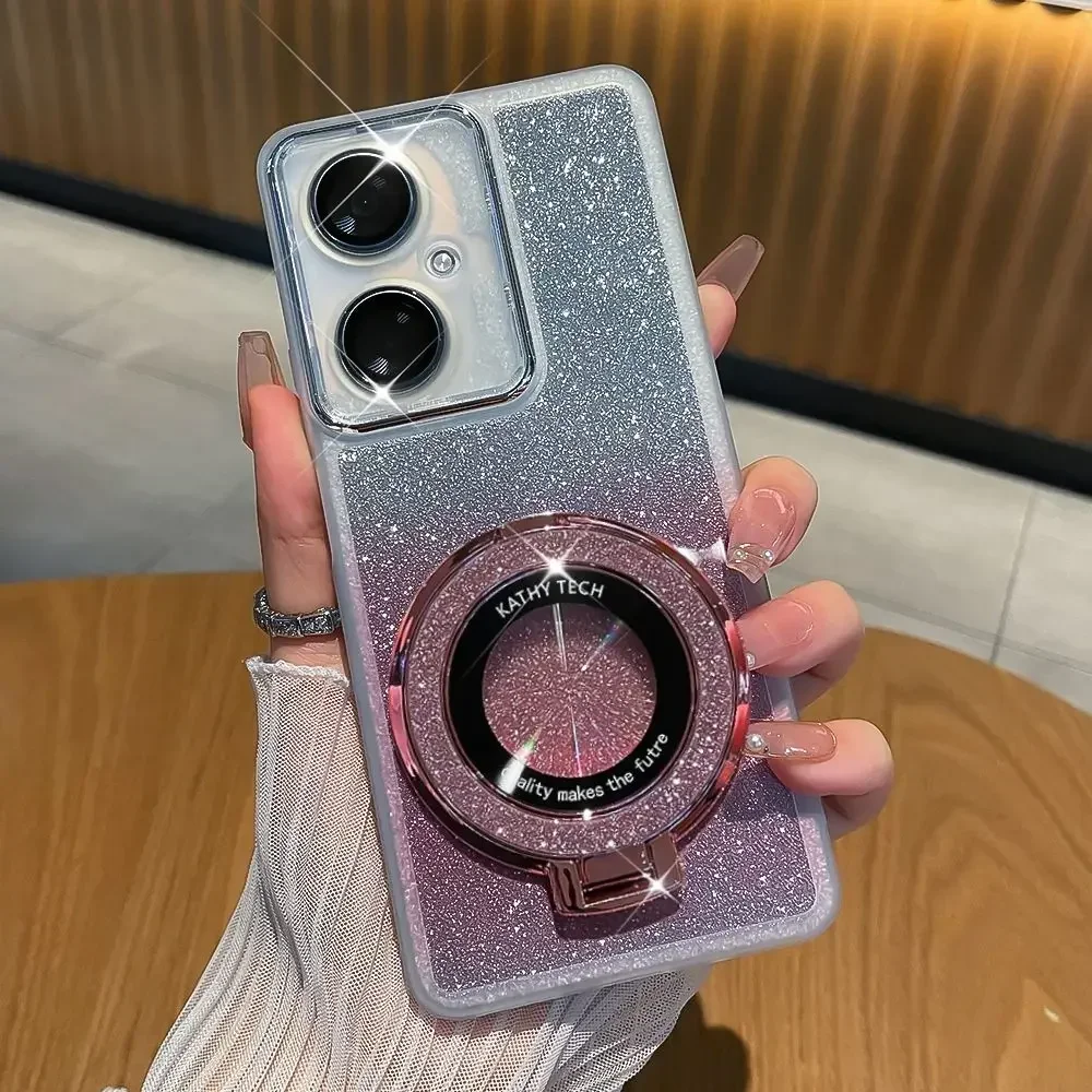 

Luxury Glitter Ring Stand Magnetic Protect Case for Moto Edge 50 Fusion Pro 40 NEO G85 G60 G40 G64 G34 G24 G14 G04 5G TPU Cover