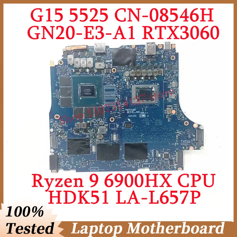 

For DELL G15 5525 CN-08546H 08546H 8546H With Ryzen 9 6900HX CPU LA-L657P Laptop Motherboard GN20-E3-A1 RTX3060 100% Tested Good