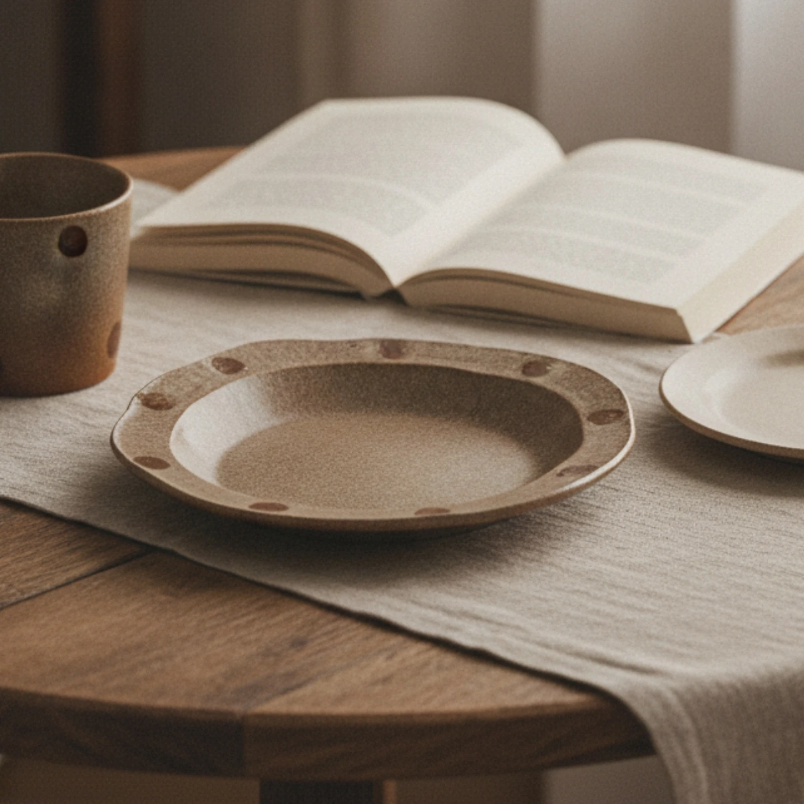 Ceramic Dish with Raised Rim Organic Shaped Speckled Plate Ceramic Plate Modern Vintage Tableware Non for Dessert Plating