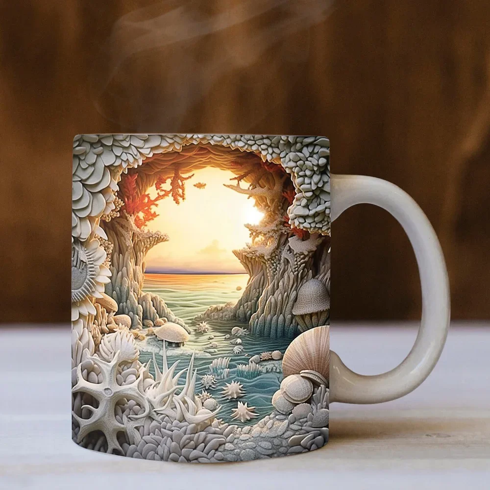 

Summer 3D Beach Shell Coffee Mug, Friend Birthday Gift, Office Teacup