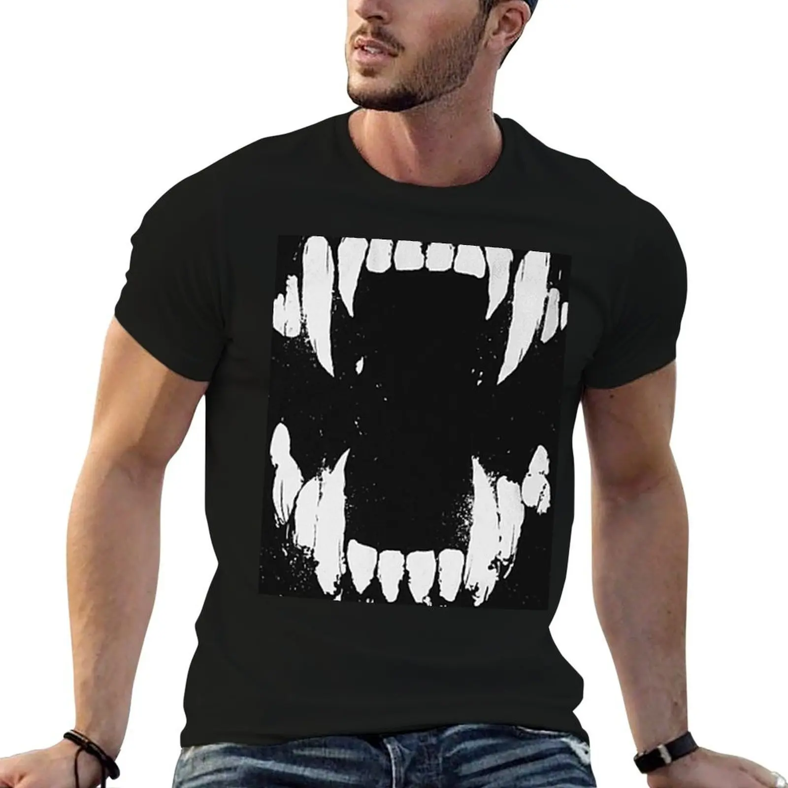Vampire Fang T-Shirt cotton t shirts high quality man graphic t shirt black cotton t-shirt plain for man package T-shirt