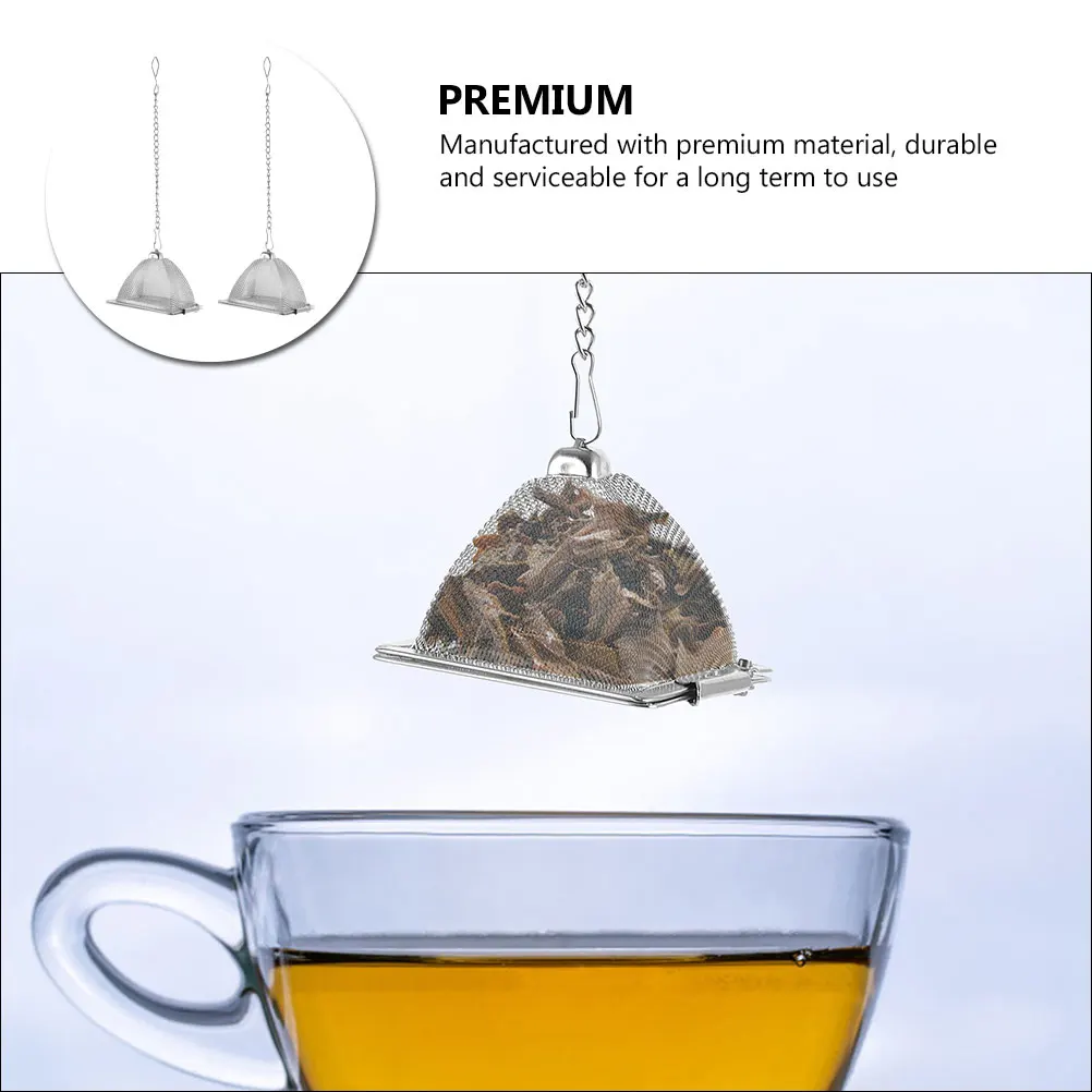 

2pcs Stainless Steel Tea Strainer Fine Mesh Filter for Loose Leaf Tea Infuser Pyramid Shape Reusable Kitchen Tool