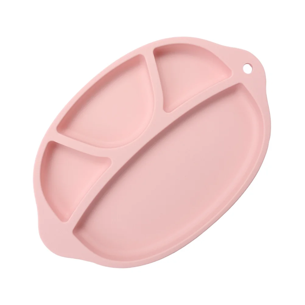 وعاء تغذية الطفل من السيليكون بدرجة 4 مقصورات غير قابلة للانزلاق من قطعة واحدة مفرش طاولة وردي مرتب ومنظم للاستخدام المنزلي والمكتب