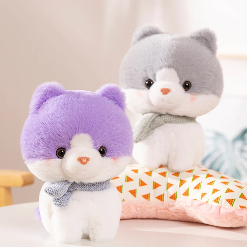 New 1pc 23cm Kawaii A kitten with a Scarf Plush Toys Stuffed Animals Pillow Cat Doll Girlfriend Birthday Gifts