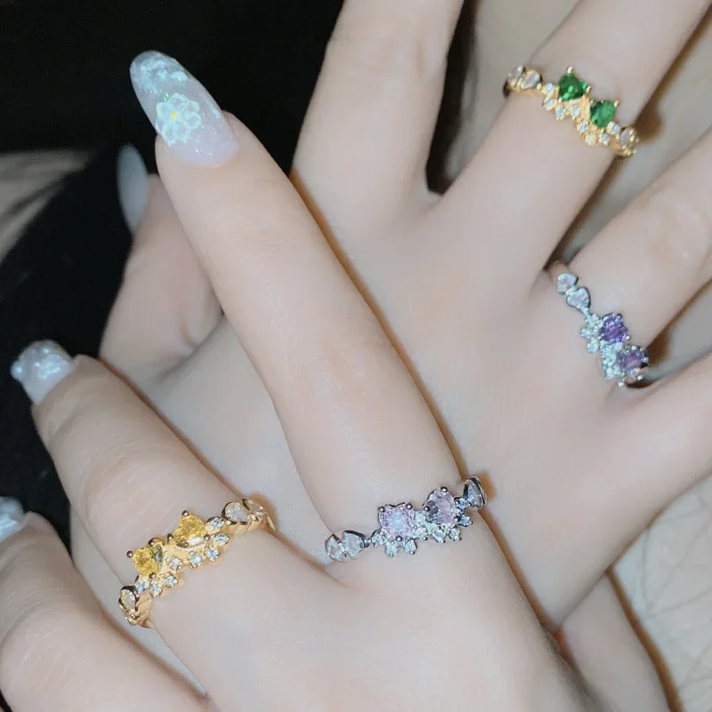 

Муассанит MDL. Стильное розовое кольцо «Кошачья маленькая принцесса», регулируемое кольцо из 18-каратного микроциркония, зеленая шпинель