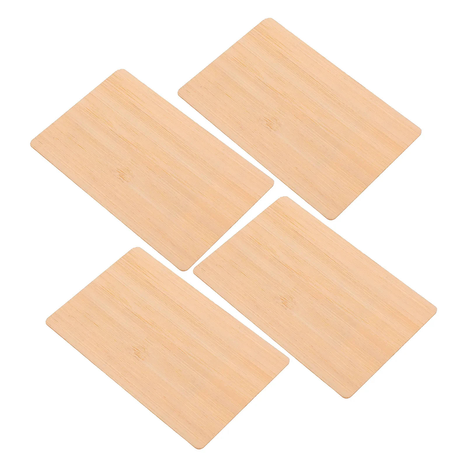 4Pcs Wood Business Cards Rectangle Blank Pieces Unfinished Natural Craft Card Blanks Smooth Surface for DIY Labeling Networking