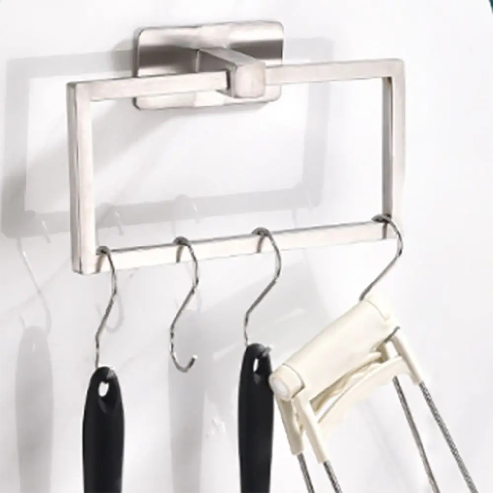 Waterproof Punch Free Towel Ring Rust-proof Ventilation Hand Towel Ring stainless steel 180 degree flip Towel Ring Hangers
