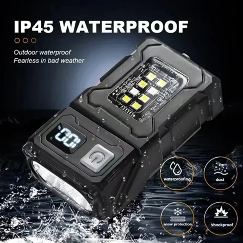 MINI USB Rechargeable LED Flashlight Portable Tail Magnet Flashlight Bright Camping Lantern Side COB Emergency Light-AT48