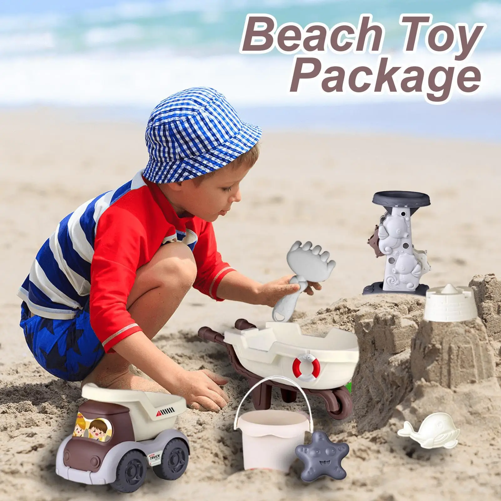 Zandstrandspeelgoed Zandschepenset Graafspel voor kinderen van 3, buitenactiviteiten Strand Achtertuin Kamperen Zwembadvakantie
