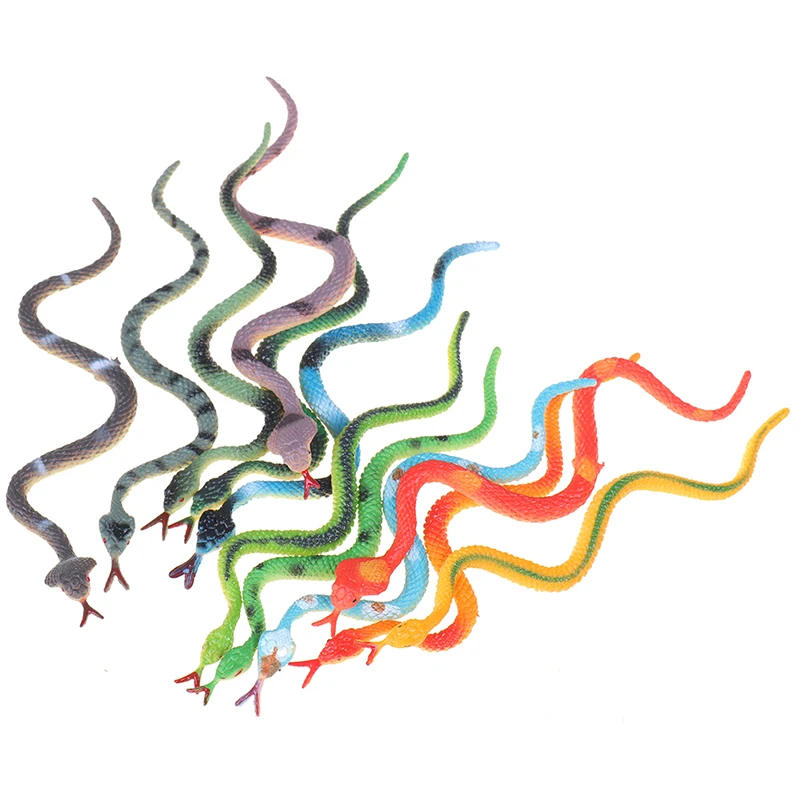 12pcs High Simulation Toy Plastic Snake Model Funny Scary Snake Kids Prank Toys