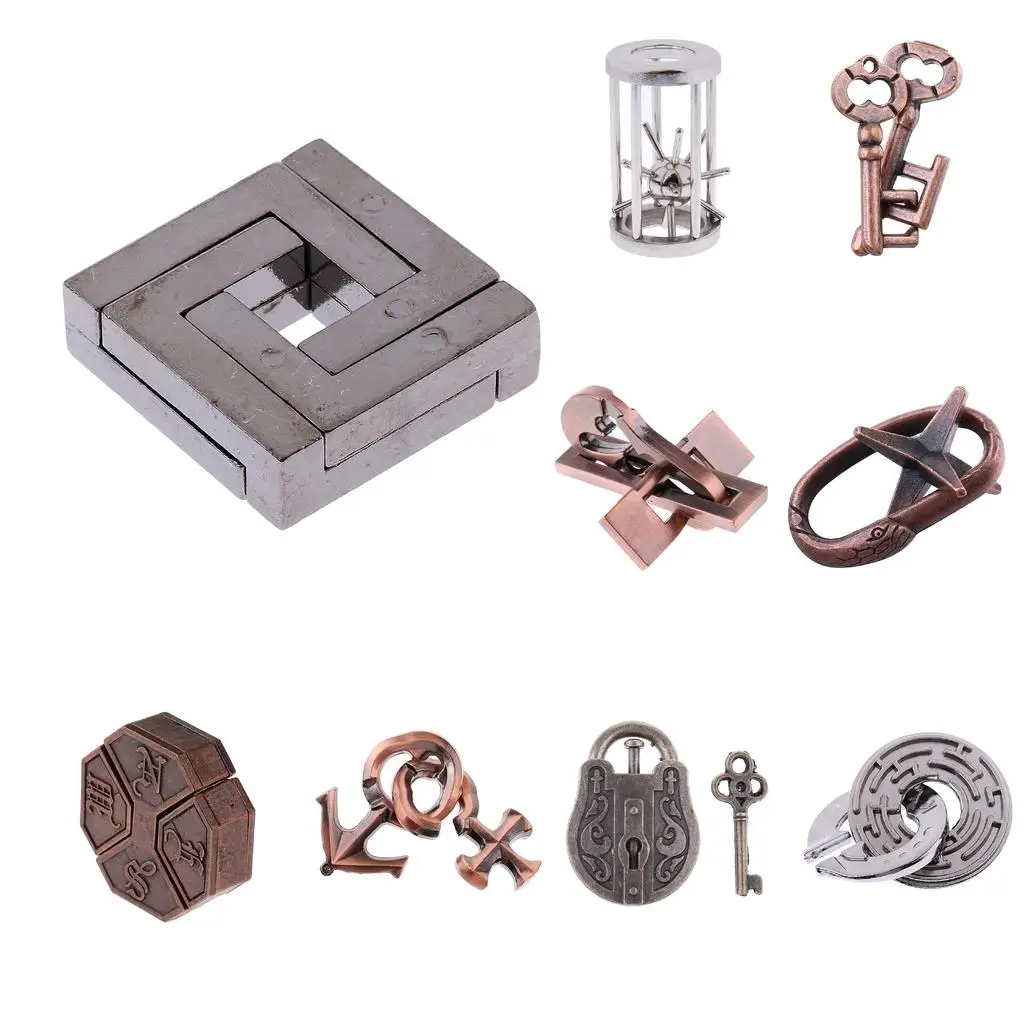 1/Set Legering Sleutelslot Klassieke Brain Teaser Sleutels Puzzels voor Kinderen Spel Speelgoed