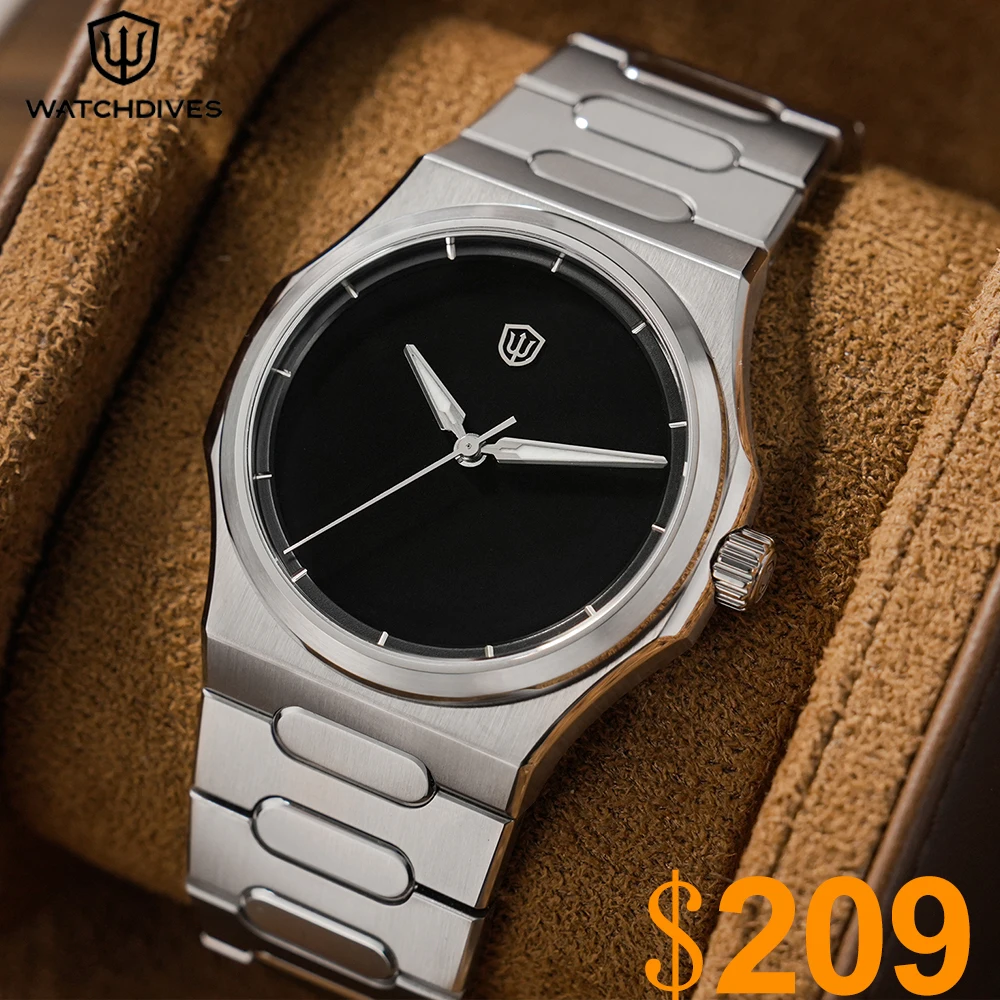 

Мужские часы Watchdives Premier WD0016B с квадратным граненым циферблатом, оригинальный дизайн, роскошные часы, кварцевый механизм VH31 с плавным ходом секундной стрелки.