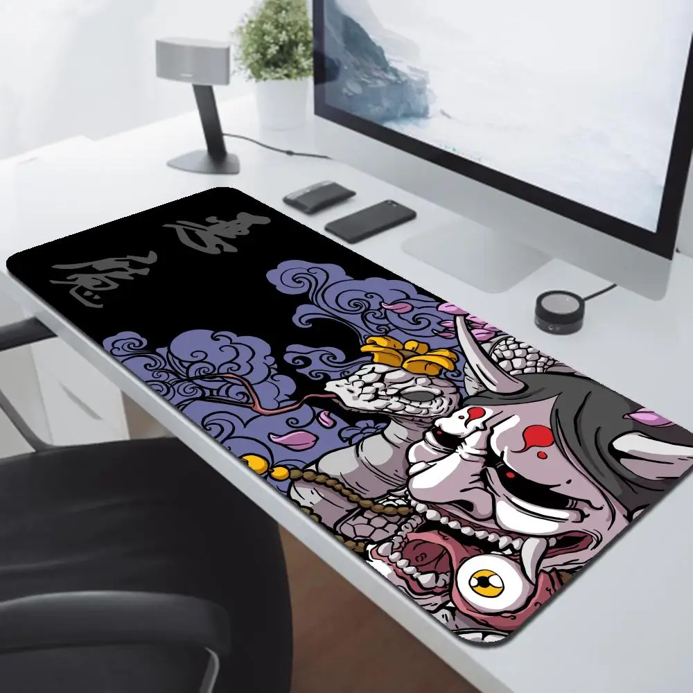 Game mouse pad Japanese samurai devil mouse pad black ghost face gamer desk pad mouse pad carpet accessories table pad