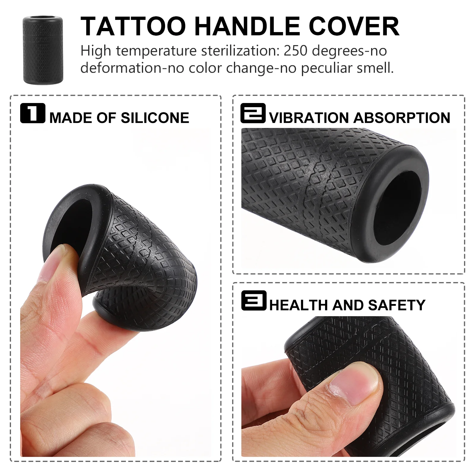

1 шт., чехол для ручки тату-машины, силиконовый рукав, термостойкий чехол для ручки, черный, противоскользящий, поглощающий вибрацию для художников