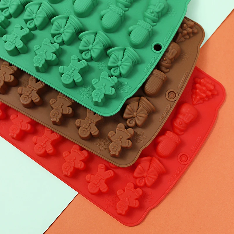 1PC Christmas Tree Silicone Fondant Non-Stick Xmas Element Shapes Candy Mold Easy Release Reusable Oven-safe Cookie Cutter Tool