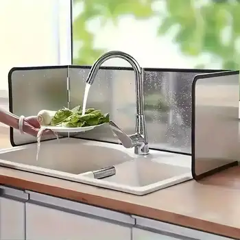 Ztluštěná nerezová kuchyňská přepážka proti oleji, odolná proti stříkajícímu oleji pro smažení, integrovaná přepážka sporáku, odolná vůči vysokým teplotám 8 nejlepší prodej samolepky odolné proti kuchyňskému oleji - №4