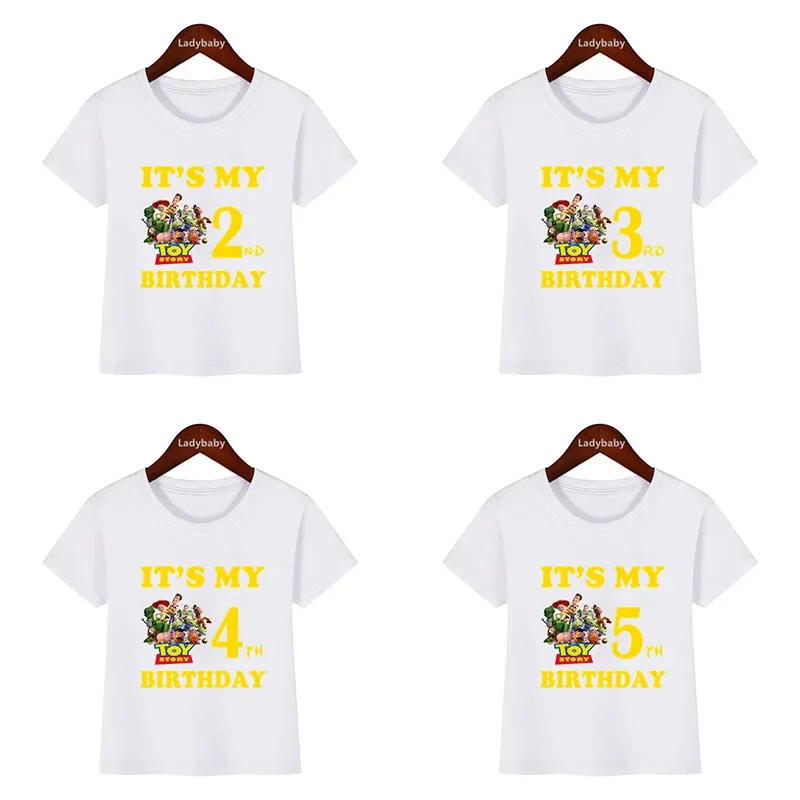 Toy Story Buzz Lightyear Woody Print Funny Kids Clothes It's My 1 2 3 4 5 6 7 8 9 Years Birthday Boys Girls Tshirt Baby T-Shirts