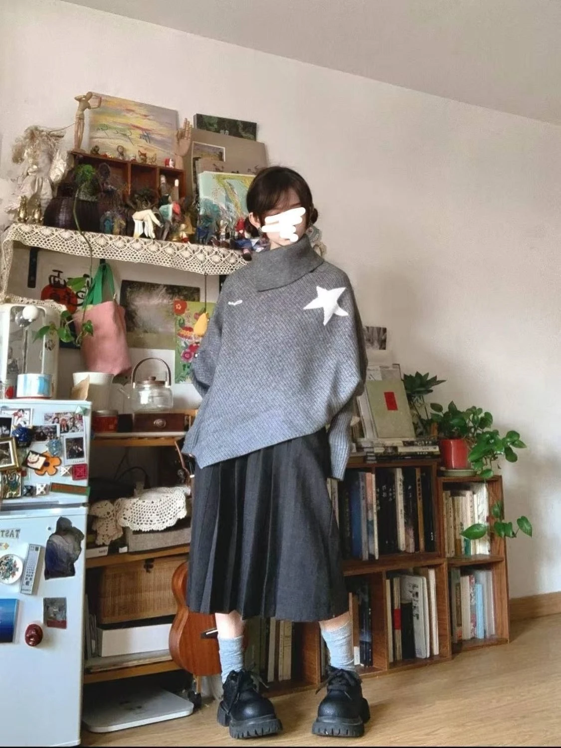 Y2K Irregular Style Korean Sweaters Lapel Long Sleeve Pullovers Star Print Jumper Casual Elegant Chic Tops Girl Streetwear 2025