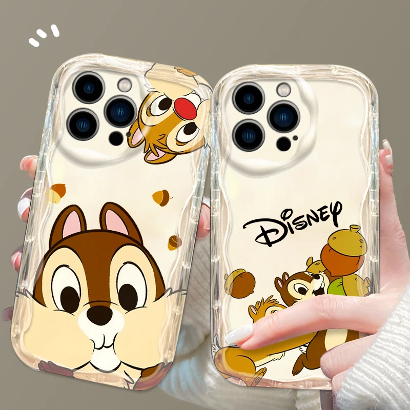 Disneys Chips And Dales Cute 3D Wave Phone Case For OPPO Reno 11 F 8 T 7 Z 6 5 4 Pro F23 F11 F9 4G 5G Soft Silicone Back Cover