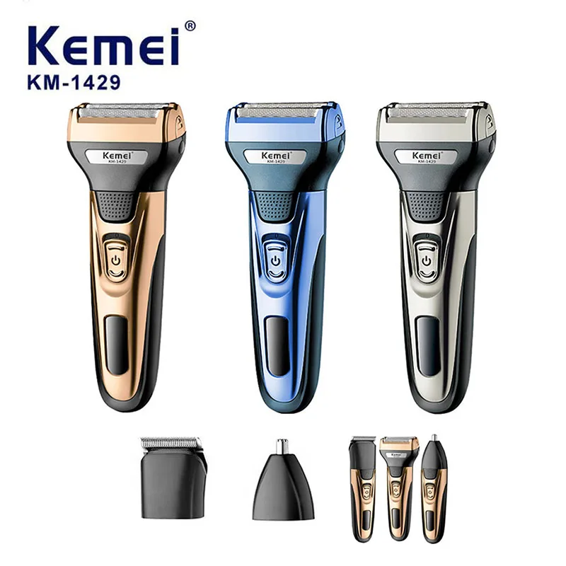 Kemei 1429 電気シェーバーバリカン鼻毛トリマー 3in1 ひげトリマー充電式シェーバーマシン男性用ヘアトリマー