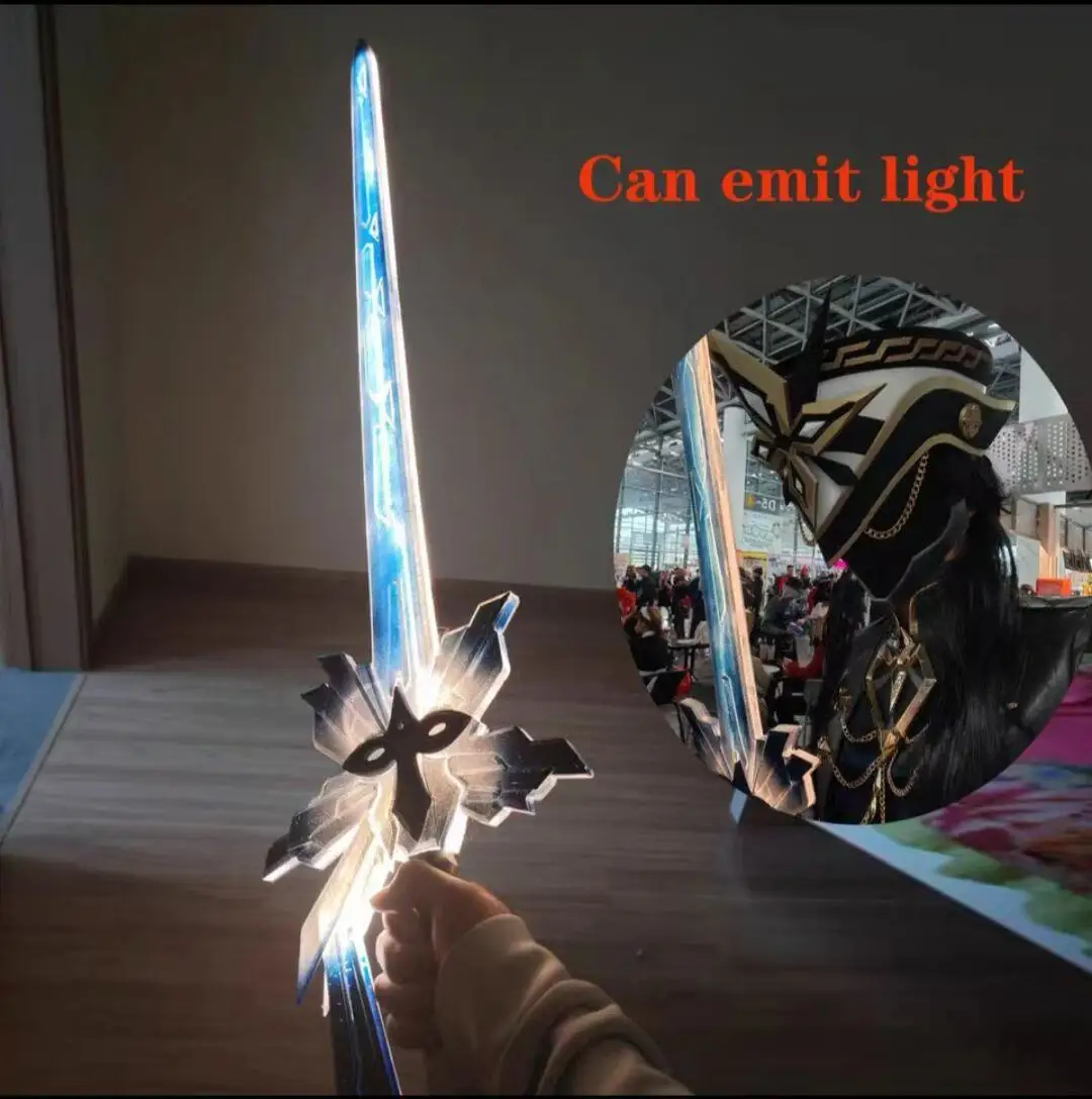 Genshin Impact Capitano The Captain Cosplay Weapons | LED Light Up Chargable Long Sword | Fatui Harbinger Cosplay Prop Replica