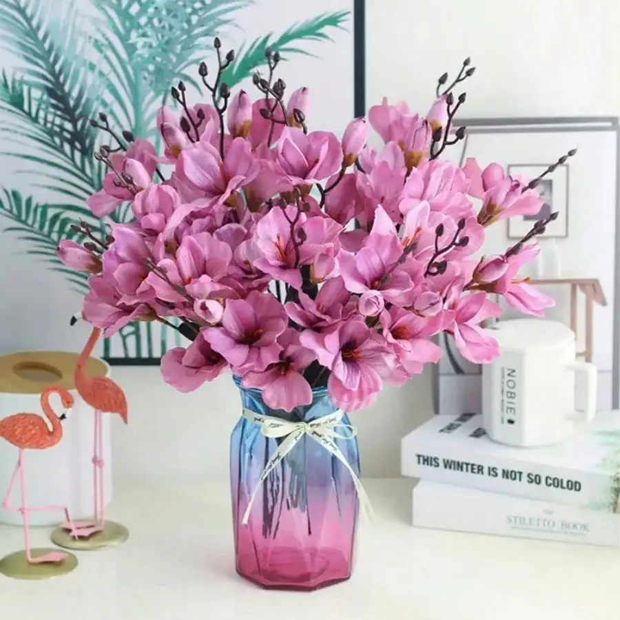 5 Gabeln 20 Köpfe Künstliche Blumen Herbst Magnolia Home Decor Blumendekoration Gefälschte Weihnachten Hochzeit Zubehör Home Decor – Detail 8