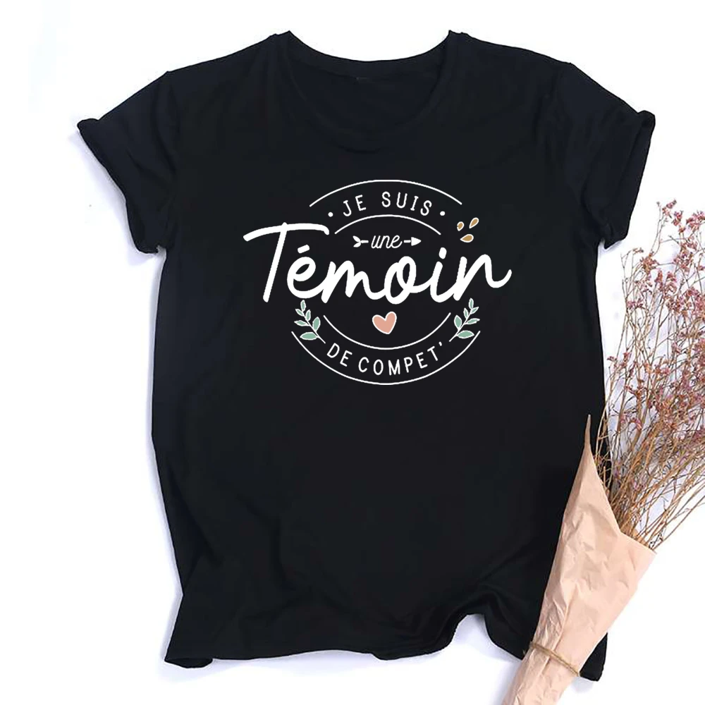 Temoin French Print T-Shirt addio al nubilato testimone T Shirt Wedding Shower Tshirt damigella d'onore gruppo Top abiti da sposa