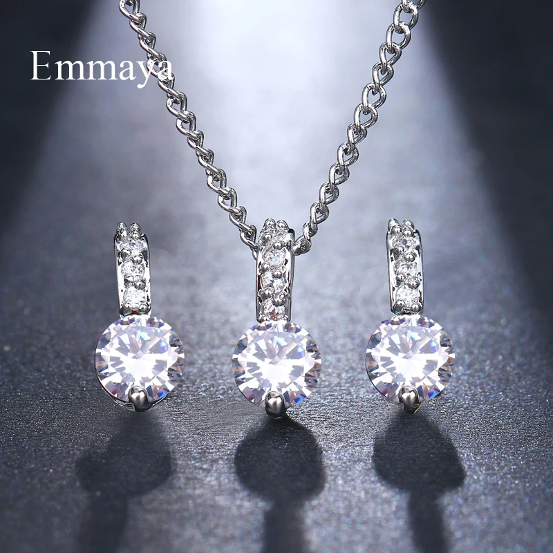 Emmaya Luxury Pearl Bridal Jewelry Sets for Women Fashion Cubic Zirconia Earrings Necklace Wedding Accessories