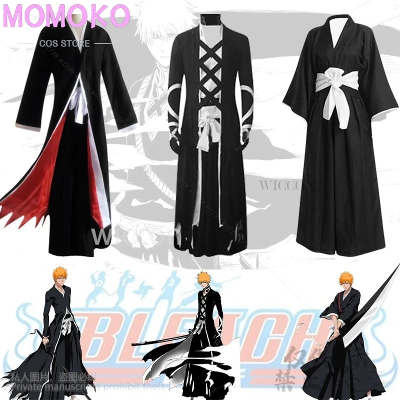 Anime Cosplay Kurosaki Ichigo Costume Japanese Kimono Uniform Thousand-Year Blood War Wigs Mask For Man Halloween Party