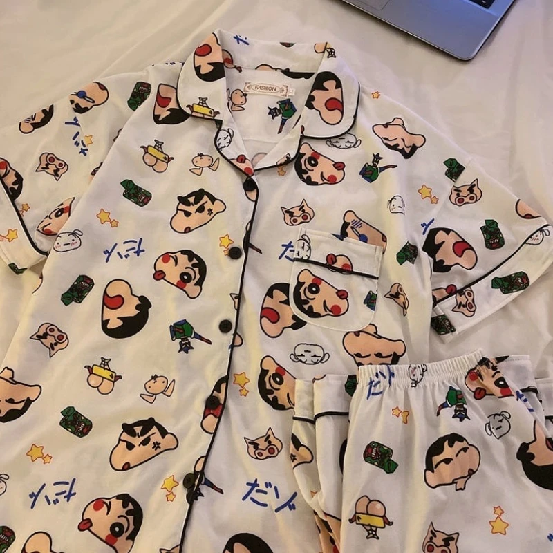 Crayon Shin Chan Cartoon Summer Pajamas Soft and Comfortable Essential for Air Conditioned Rooms Cute Birthday Gift for Girls