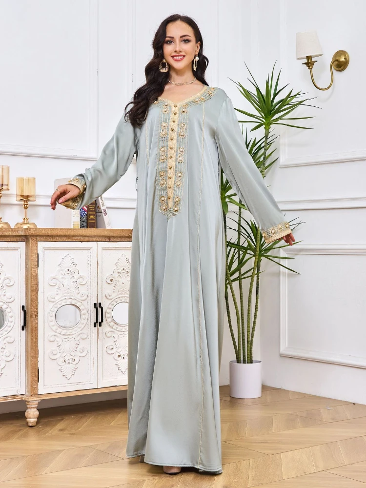 Saudi Arabic Muslim Party Dress Women Eid Diamond Abaya Jalabiya Morocco Kaftan Vestidos Dubai Ramadan Gown Robe Long Dresses