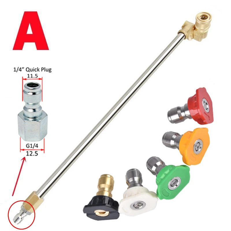 Pressure Washer Extension Wand With180 Degree Pivoting Coupler Adapter And 5 Angle Quick Connect Nozzles