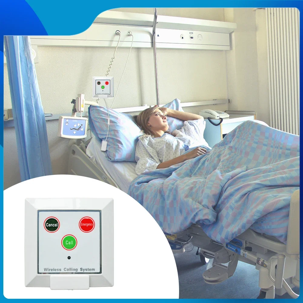 KOQI Hospital Nurse Call System With Pull Cord Emergency Button Alarm Bell Service 1 Receiver with 10 Buzzer Healthcare Clinic