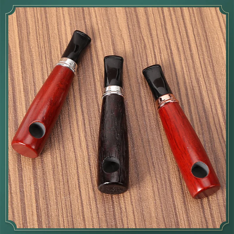 1piece tobacco pipe portable DIY 9mm flue Straight handle solid wood pipe cigar accessory smoking gift