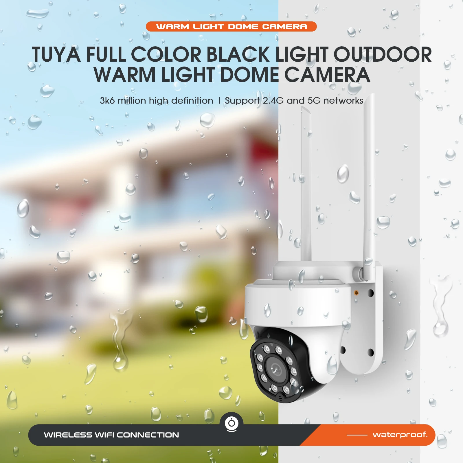 تويا-كاميرا خارجية لاسلكية ، كاميرات ليلية مع واي فاي ، صوت 2 اتجاه ، كاميرا IP لحماية أمن المنزل الذكي ، بالألوان الكاملة ، 6 ميجابكسل