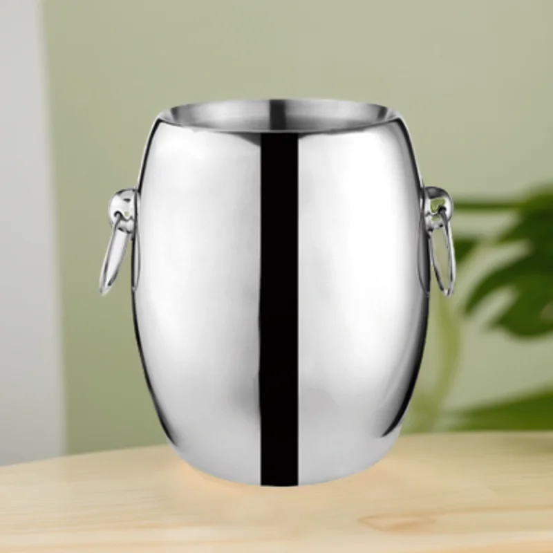 Stainless steel double-layer thickened British French Japanese champagne bucket Western Hong Kong champagne bucket enlarged luxu
